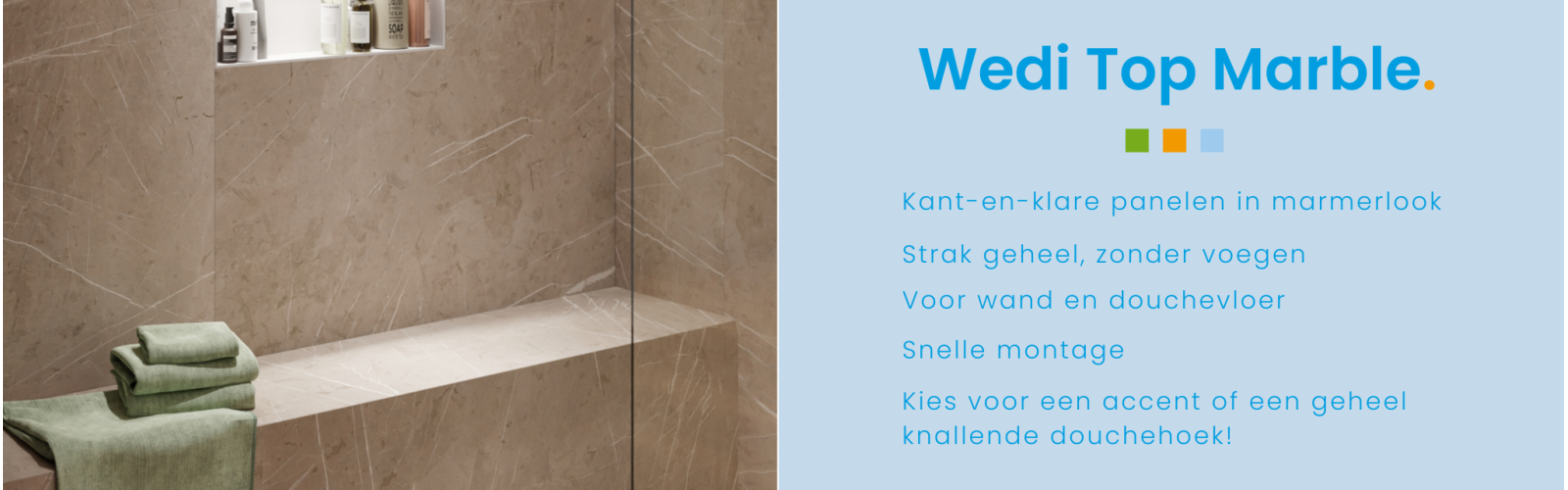 Wedi Top Marble - Marmerlook douchehoek